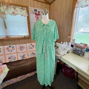 Green Floral Flowly Pants Set